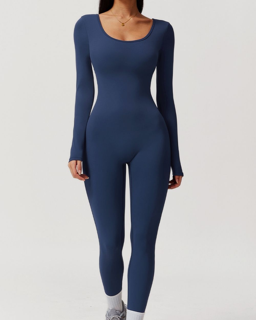Backless Long Sleeve Contour Jumpsuit