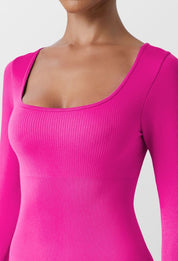 Long Sleeve Ribbed Shaping Jumpsuit