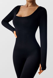 Long Sleeve Ribbed Shaping Jumpsuit