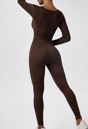 Long Sleeve Ribbed Shaping Jumpsuit