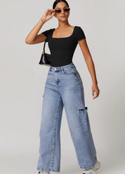 Snatched Square Neck Thong Bodysuit